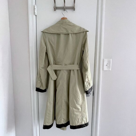 Arden B. Women Beige Belted Buttoned Trench Coat Jacket, Size Medium (Flaw) - Picture 2 of 15